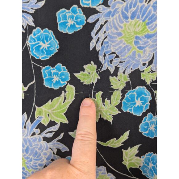 Vtg 1990s Silk Floral Midi Dress Womens Large Allison Taylor Dark Fairy Grunge - Picture 6 of 9